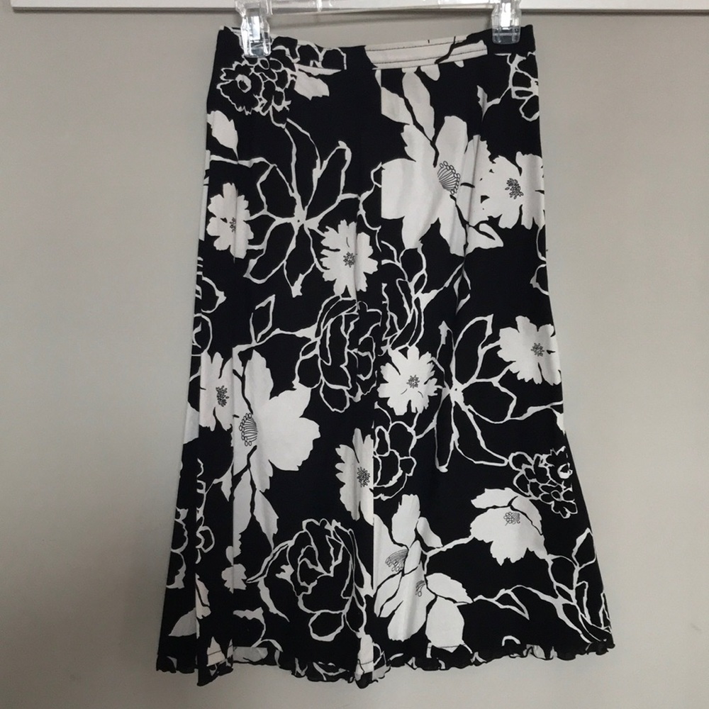 Talbots Floral Black and White Skirt